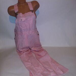 Chadwicks Overalls Womens Size 10 Light Pink 100% Linen Solid Bootcut Pockets